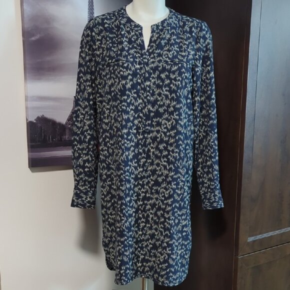 Lila Rose Navy and Cream Long Sleeve Dress - Picture 1 of 8